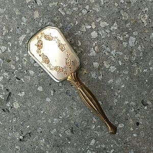 Vintage Metal 3 Gold Tone Hair Brush